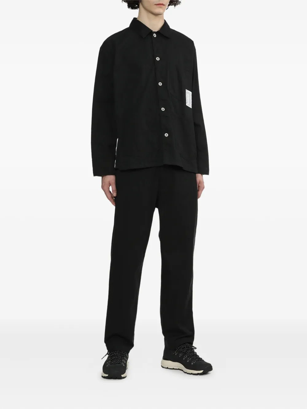 Neighborhood patch-pocket button-front shirt jacket Zwart
