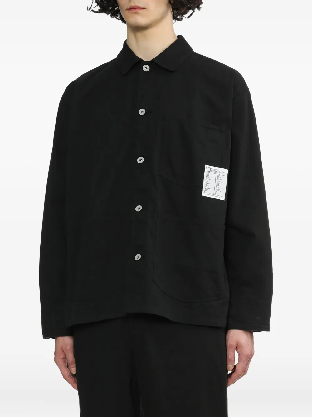 Neighborhood patch-pocket button-front shirt jacket Zwart