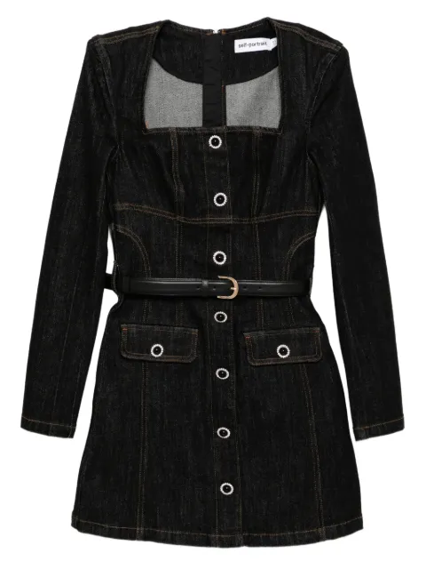 Self-Portrait denim long-sleeves mini dress