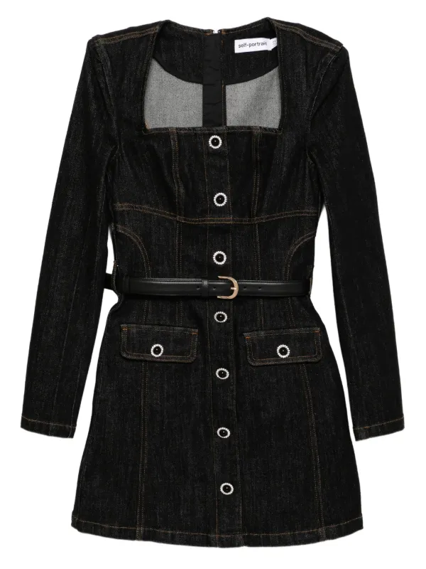 self-portrait デニムフレアドレス Self-Portrait デニム ドレス | ブルー | FARFETCH JP