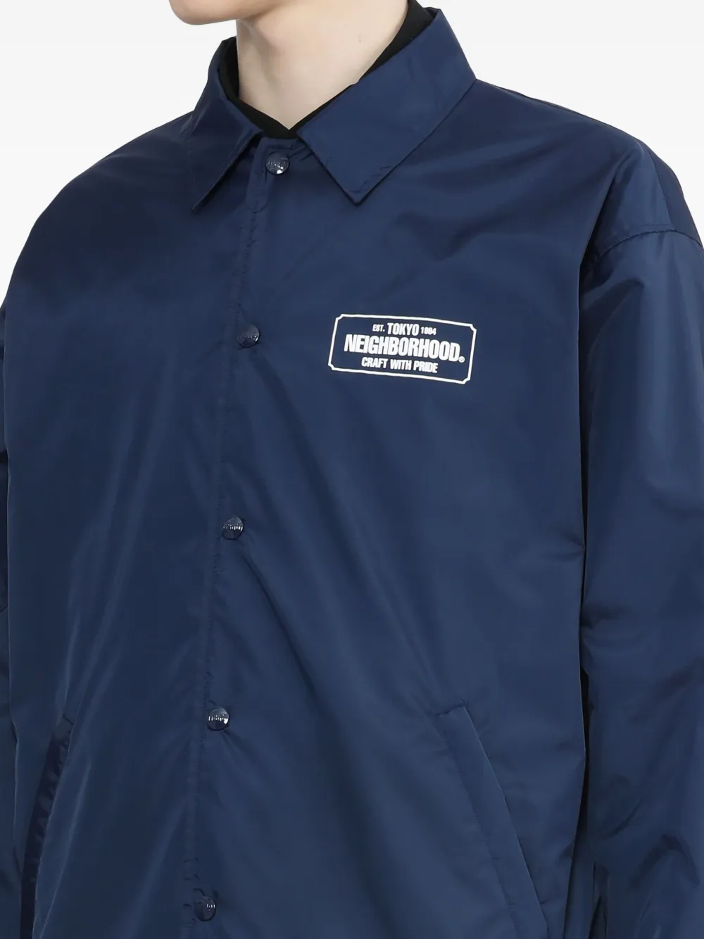 Neighborhood Drawstring Logo-patch Coach Jacket In Gold