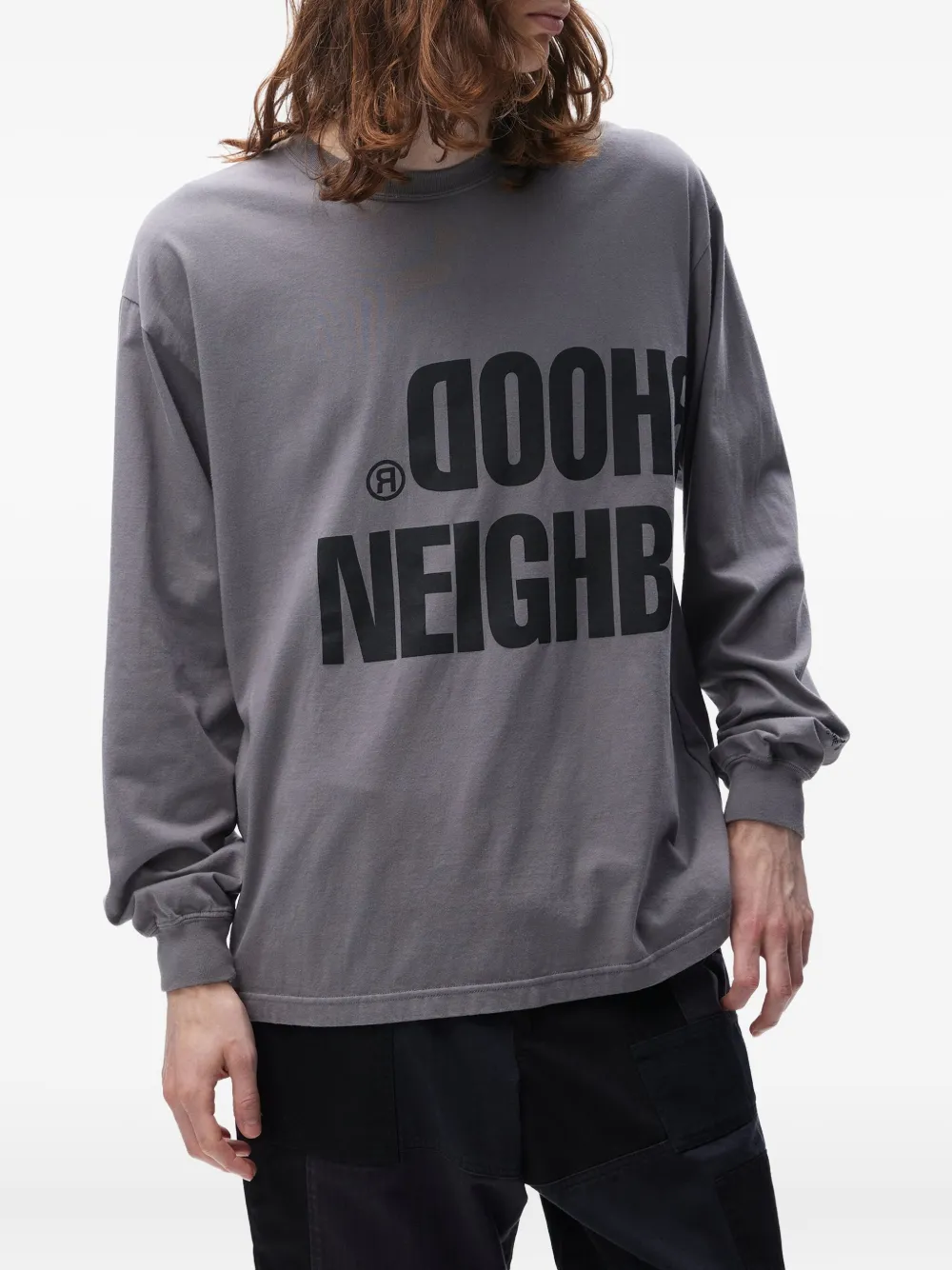 Neighborhood logo-lettering long-sleeve T-shirt - Grijs