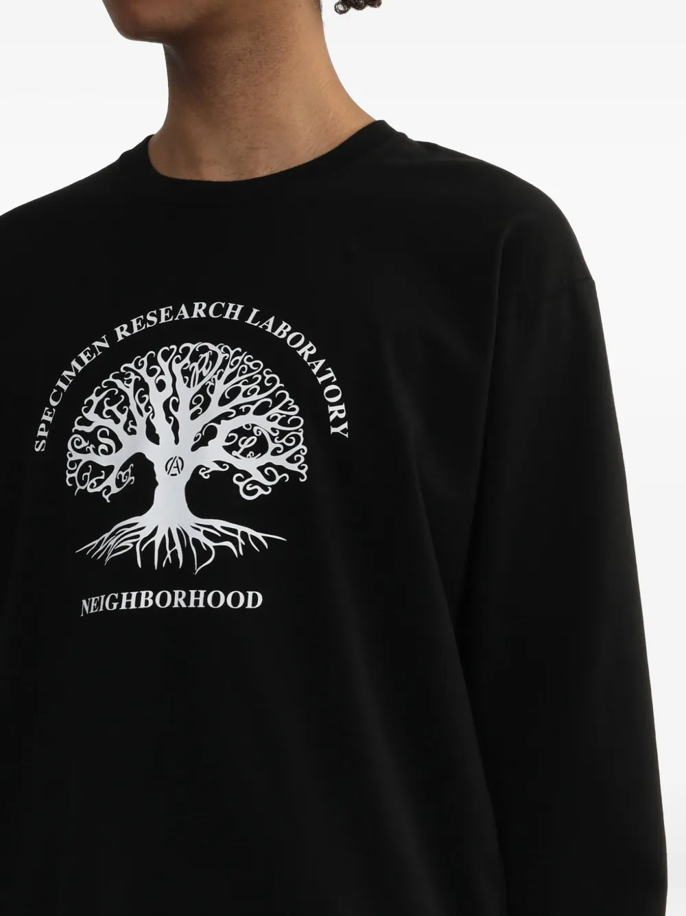 Neighborhood T-shirt met print en lange mouwen Zwart