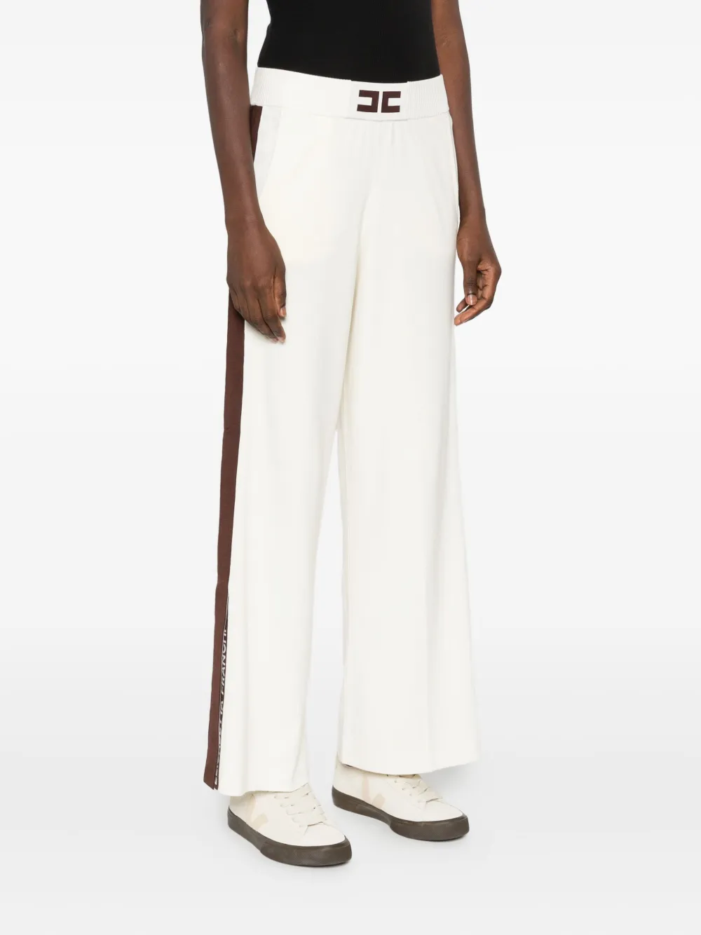 Elisabetta Franchi Broek met zijstreep Beige