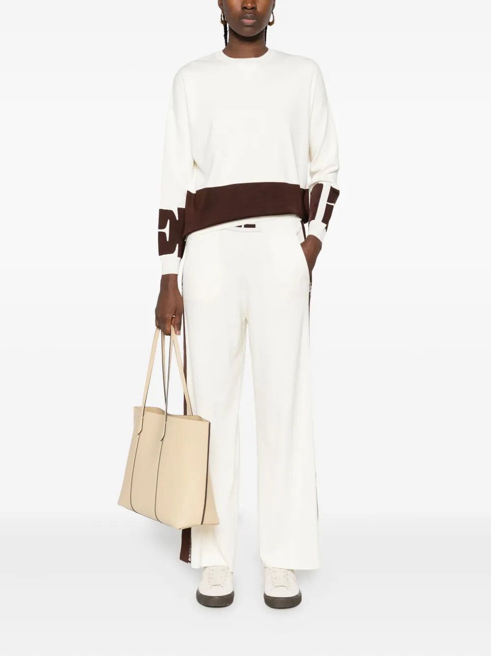 Elisabetta Franchi side-stripe trousers - Beige