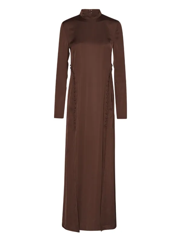 ROTATE BIRGER CHRISTENSEN Satin long-sleeve Maxi Dress | Brown | FARFETCH GE