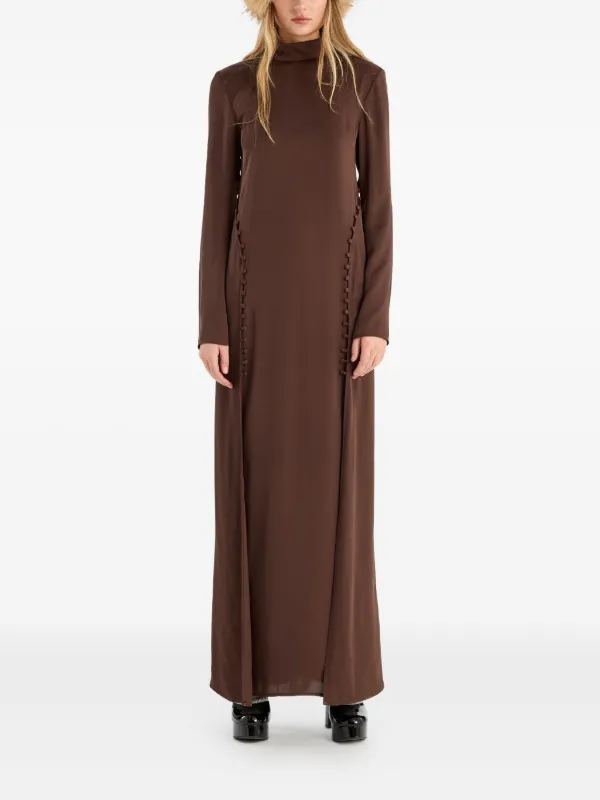 ROTATE BIRGER CHRISTENSEN Satin long-sleeve Maxi Dress | Brown | FARFETCH GE