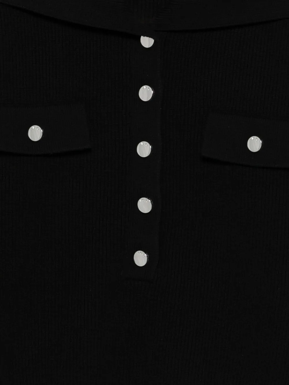  Liu Jo Ribbed Collar Button Sweater - Black 