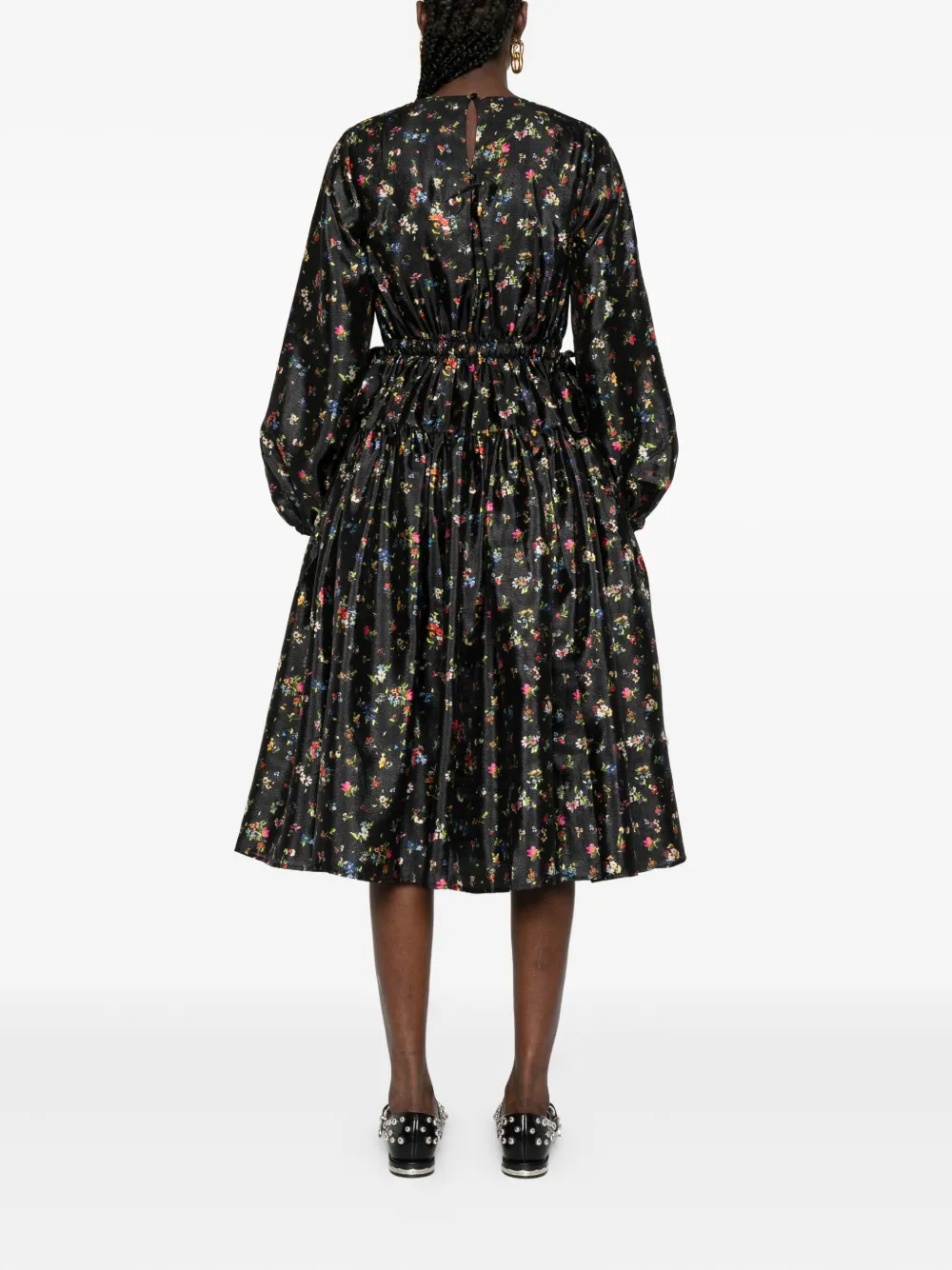 Stine Goya Midi-jurk met bloemenprint Zwart