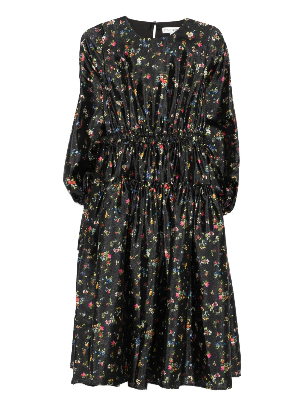 Stine Goya Midi-jurk met bloemenprint Zwart