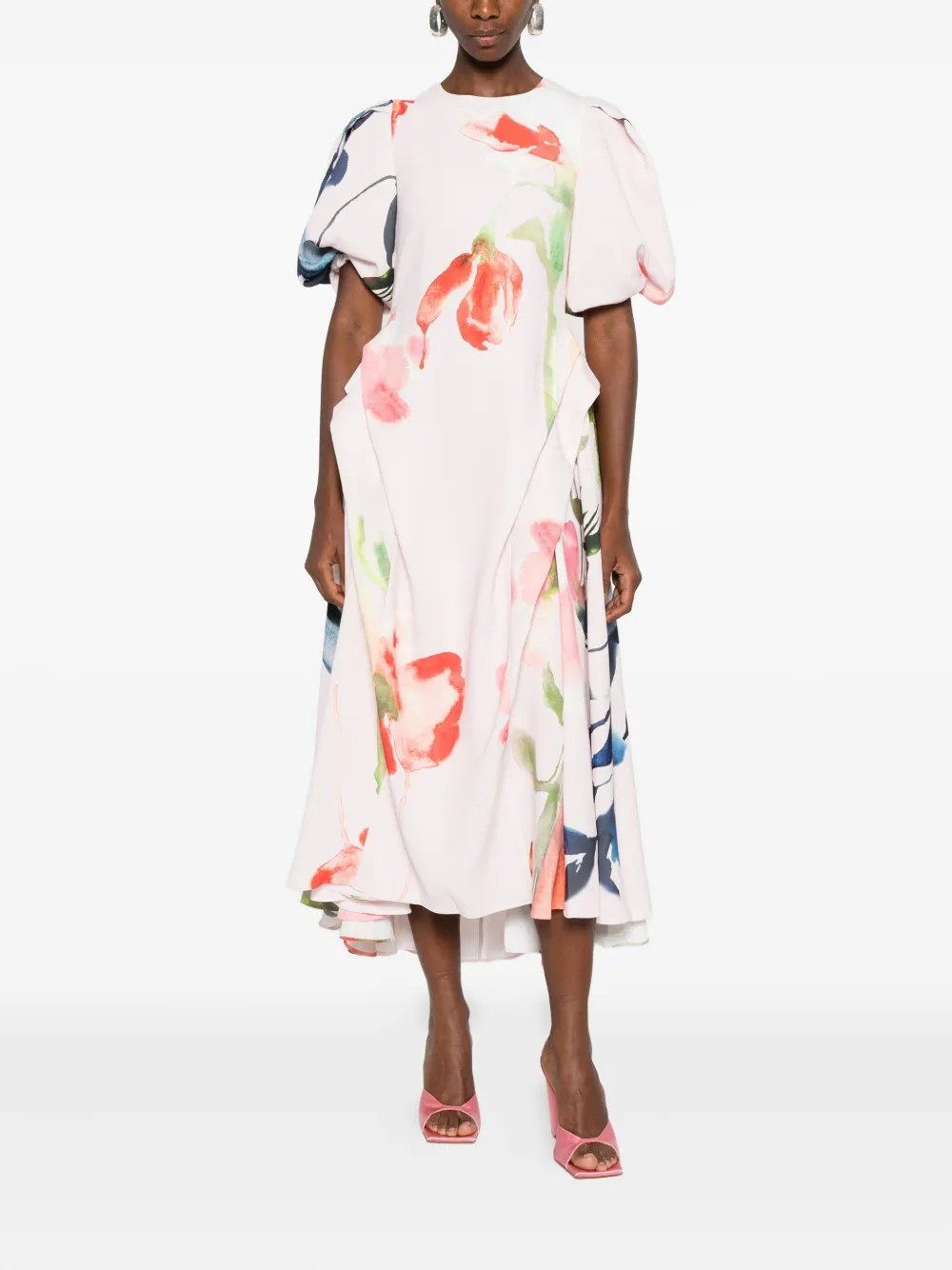 Stine Goya Midi-jurk met pofmouwen - Roze