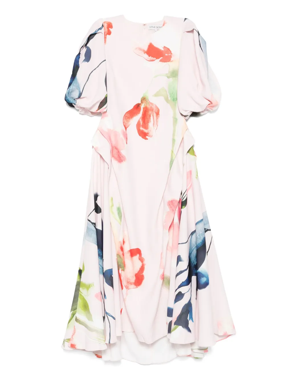 Stine Goya puff-sleeve floral-print midi dress - ピンク Stine Goya puff-sleeve floral-print midi dress - ピンク