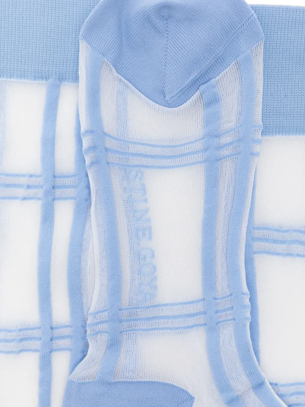 Stine Goya Geruite doorzichtige sokken Blauw