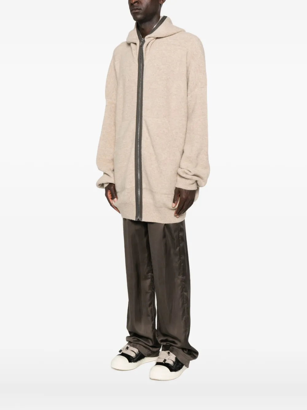 Rick Owens Vest met capuchon en rits Beige