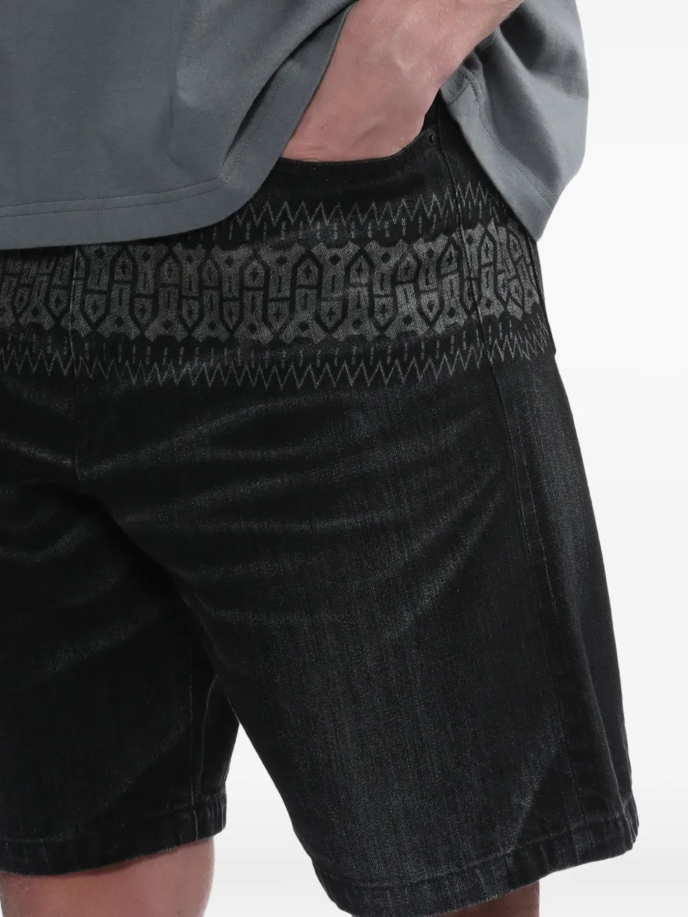 Neighborhood Denim shorts met patroon Zwart