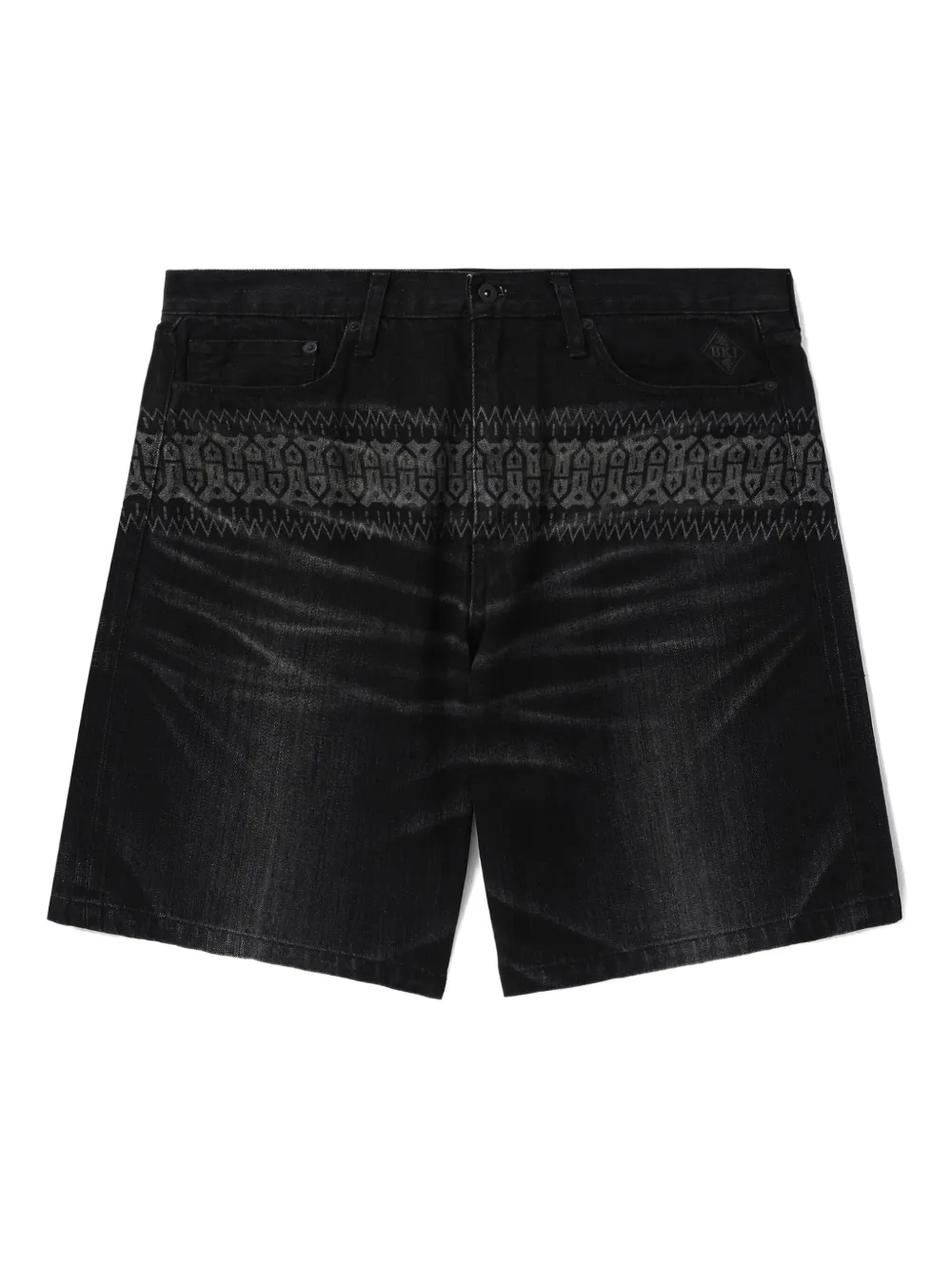 Neighborhood Denim shorts met patroon Zwart