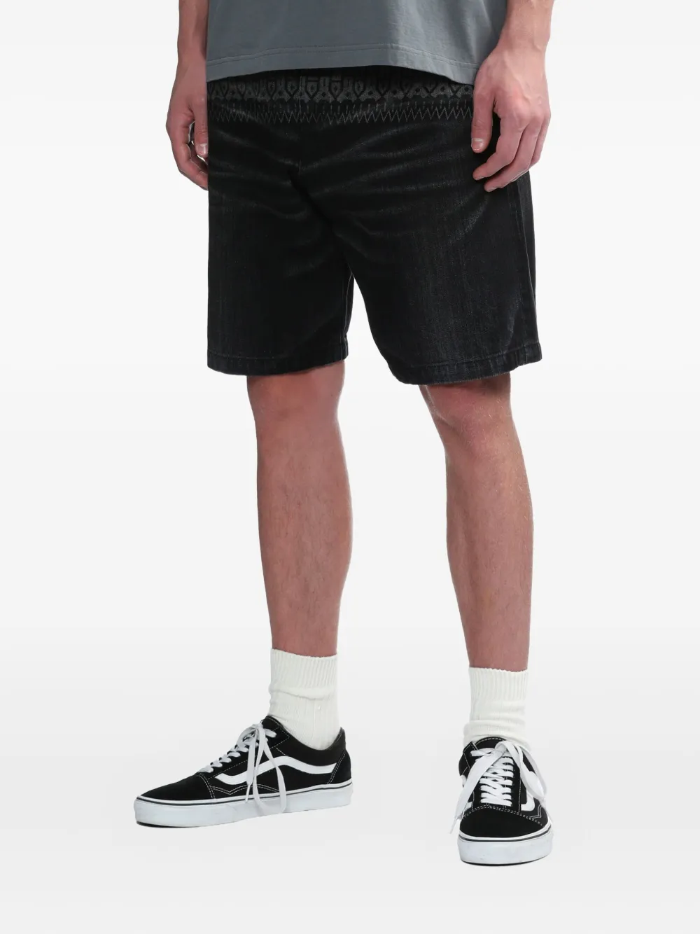 Neighborhood Denim shorts met patroon Zwart