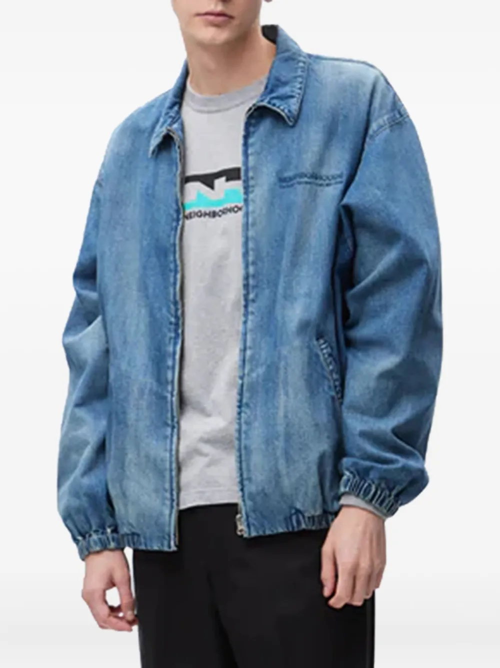 Neighborhood Embroidered-logo Denim Jacket In Blue