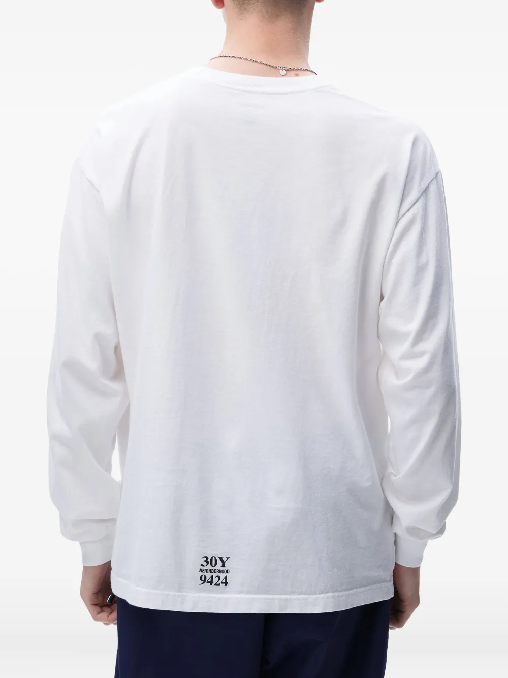 Neighborhood T-shirt met logo-reliëf en lange mouwen Wit