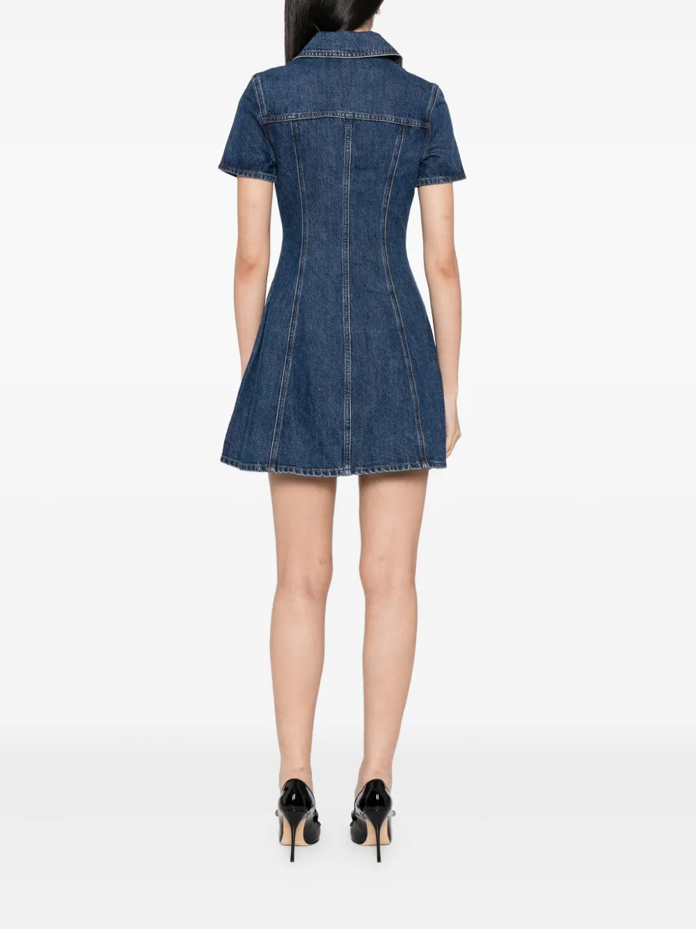 Self-Portrait Denim mini-jurk met knopen Blauw