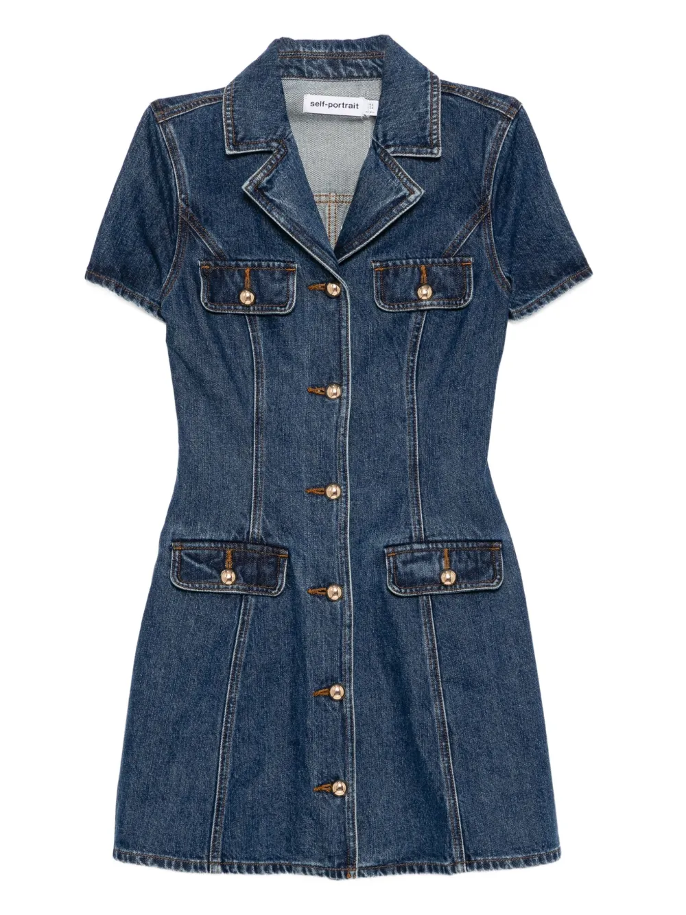 Self-portrait Denim Mini Dress In Blue