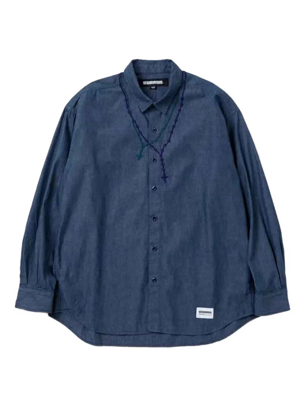 Neighborhood Katoenen overhemd met borduurwerk Blauw