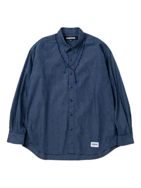 Neighborhood embroidered-rosary cotton shirt