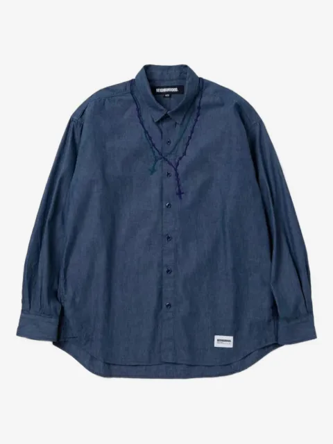 Neighborhood embroidered-rosary cotton shirt