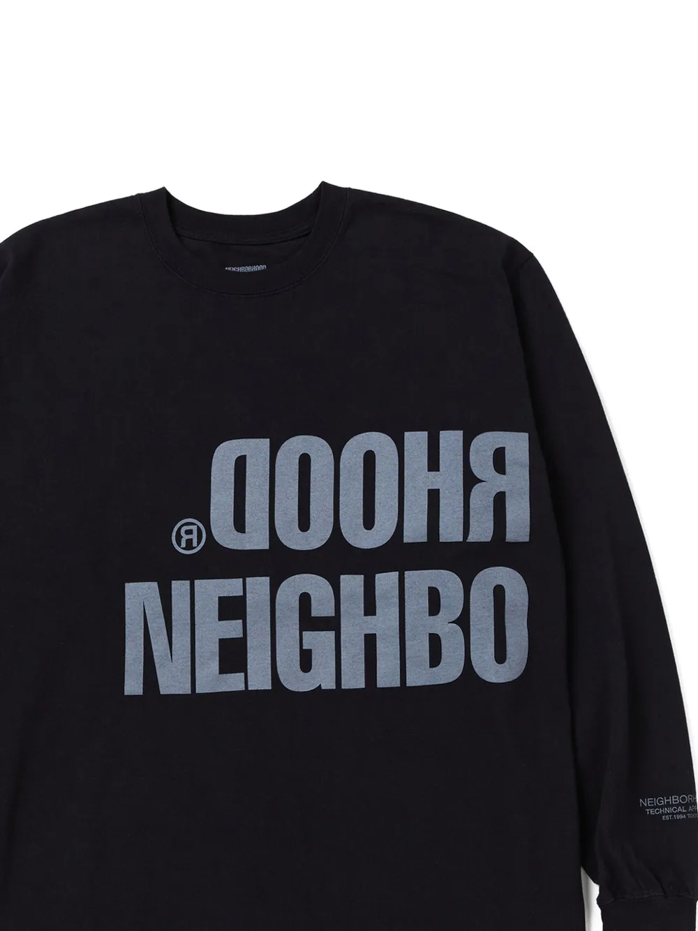 Neighborhood logo-print long-sleeves T-shirt - Zwart