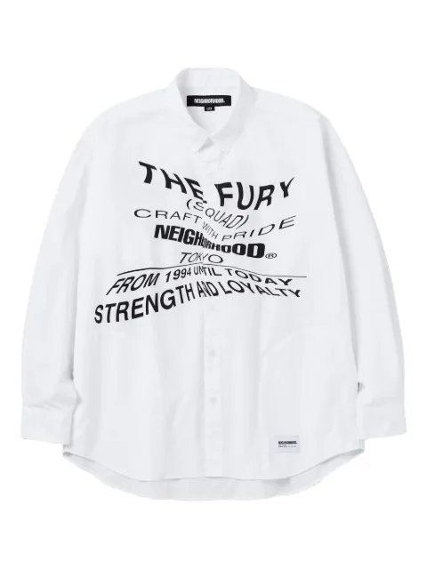 Neighborhood warped-effect graphic-print shirt