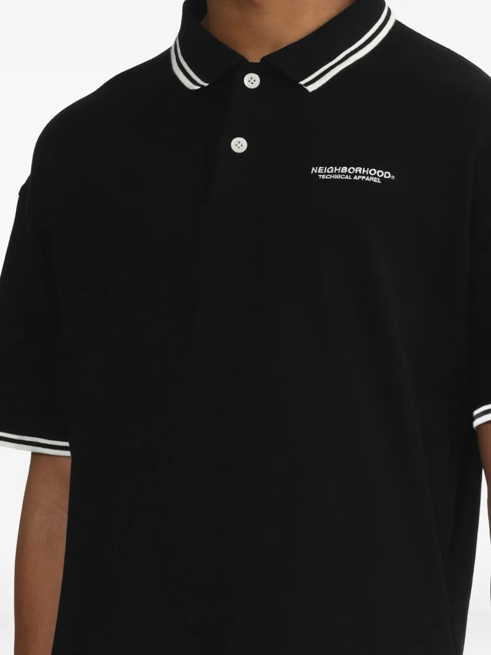 Neighborhood Piqué poloshirt Zwart