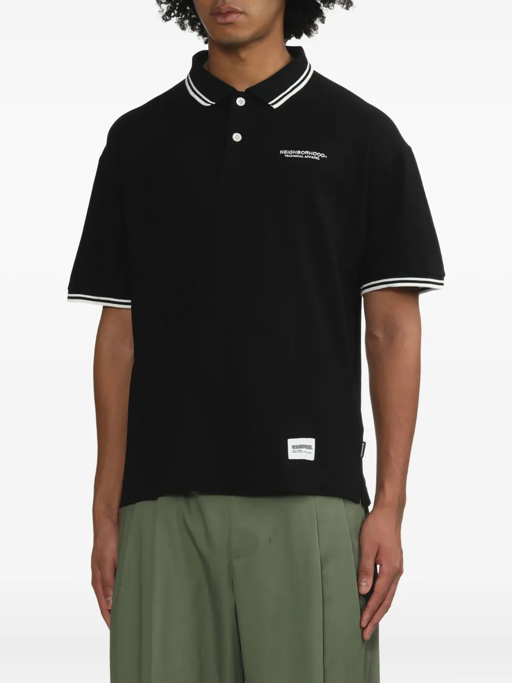 Neighborhood Piqué poloshirt Zwart
