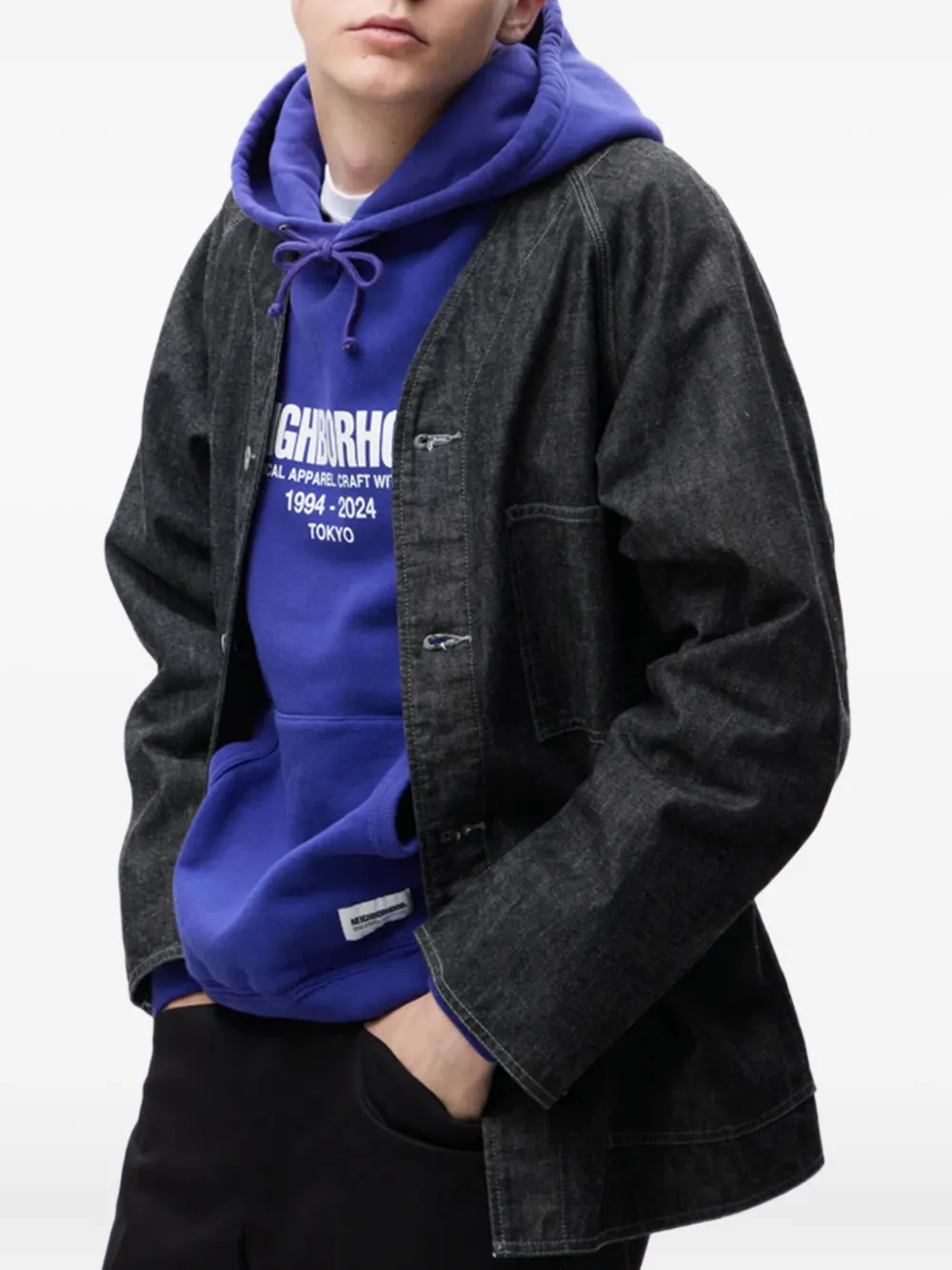 Neighborhood Denim jack met raglan mouwen Zwart