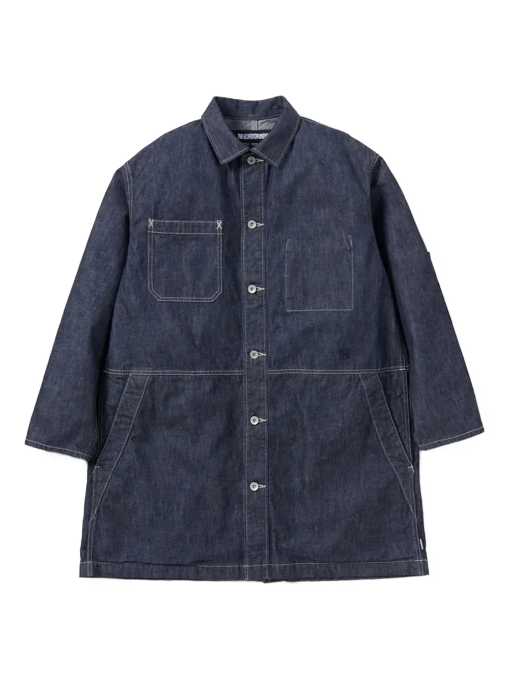 Neighborhood Denim jack met dubbele zak Blauw