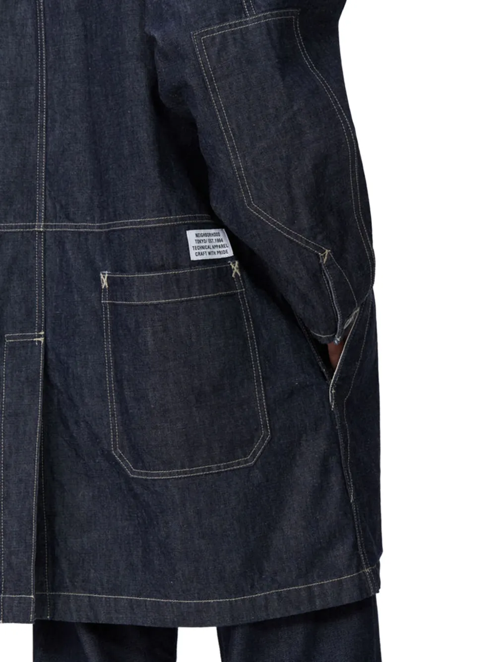 Neighborhood Denim jack met dubbele zak Blauw