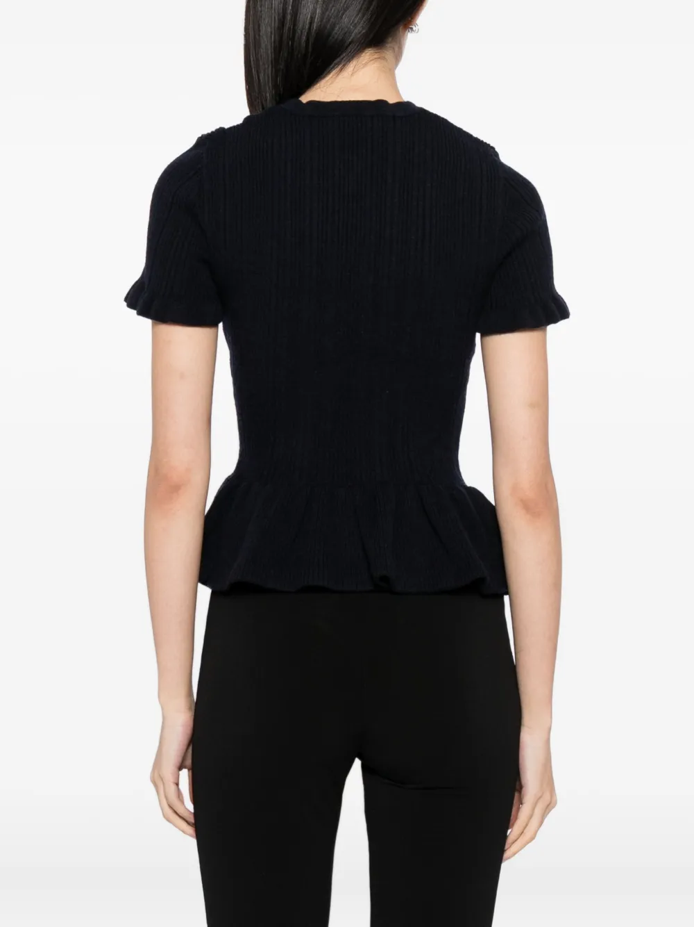 Self-Portrait Button-up top met ruches Blauw