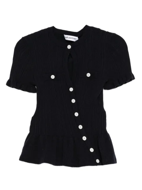 Self-Portrait ruffled button top