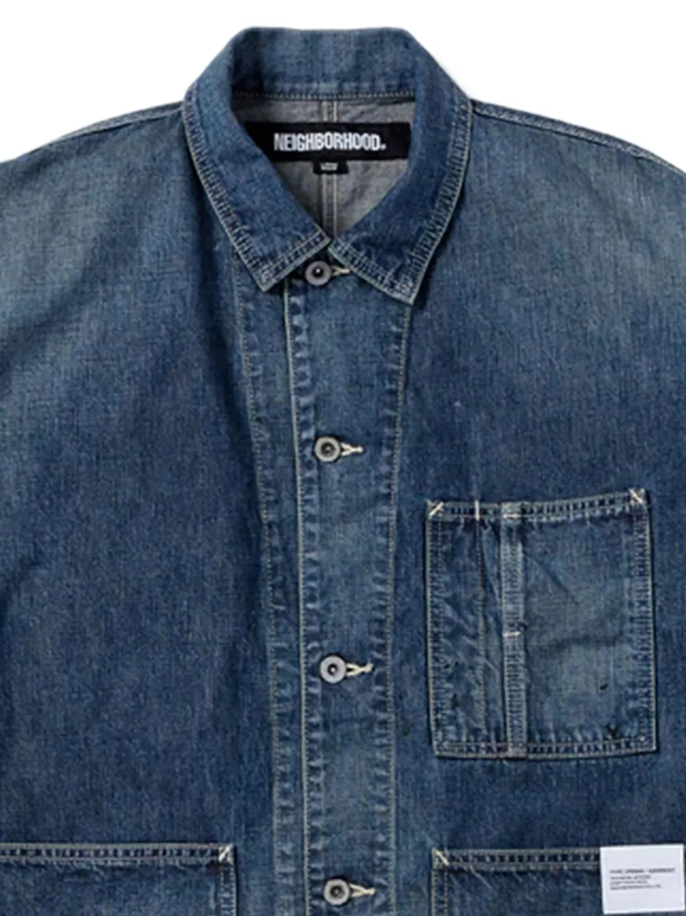 Neighborhood Denim jack met verfprint Blauw
