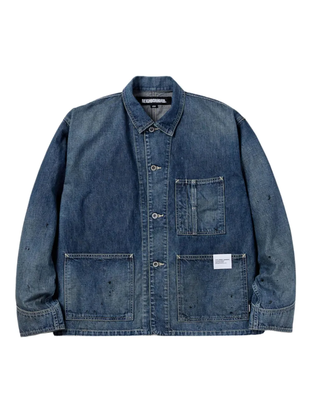 Neighborhood Denim jack met verfprint Blauw