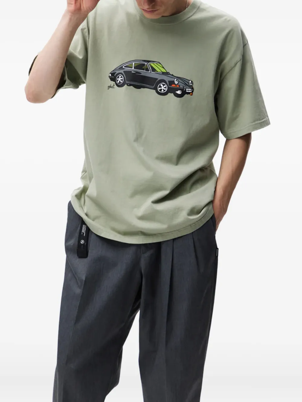 Neighborhood T-shirt met autoprint Groen