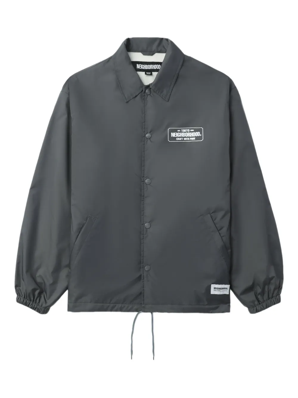 Neighborhood Logo-patch Button-fastening Jacket In Gray
