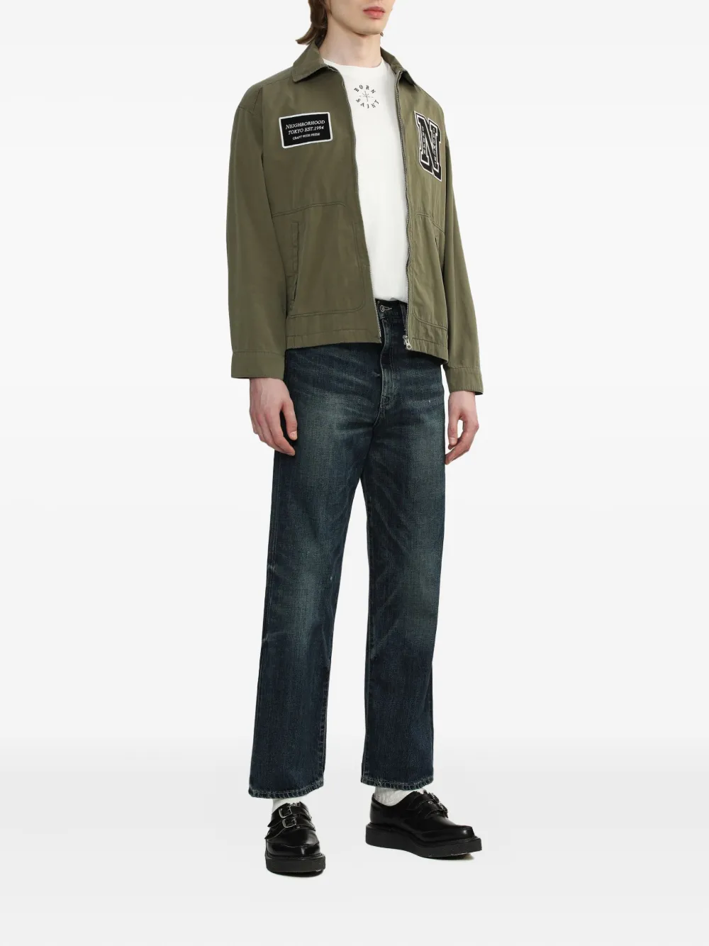 Neighborhood Shirtjack met paspelzak en rits Groen