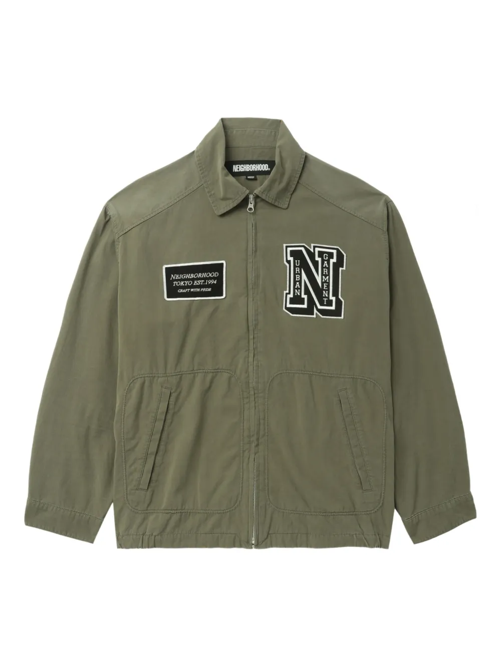 Neighborhood Shirtjack met paspelzak en rits Groen