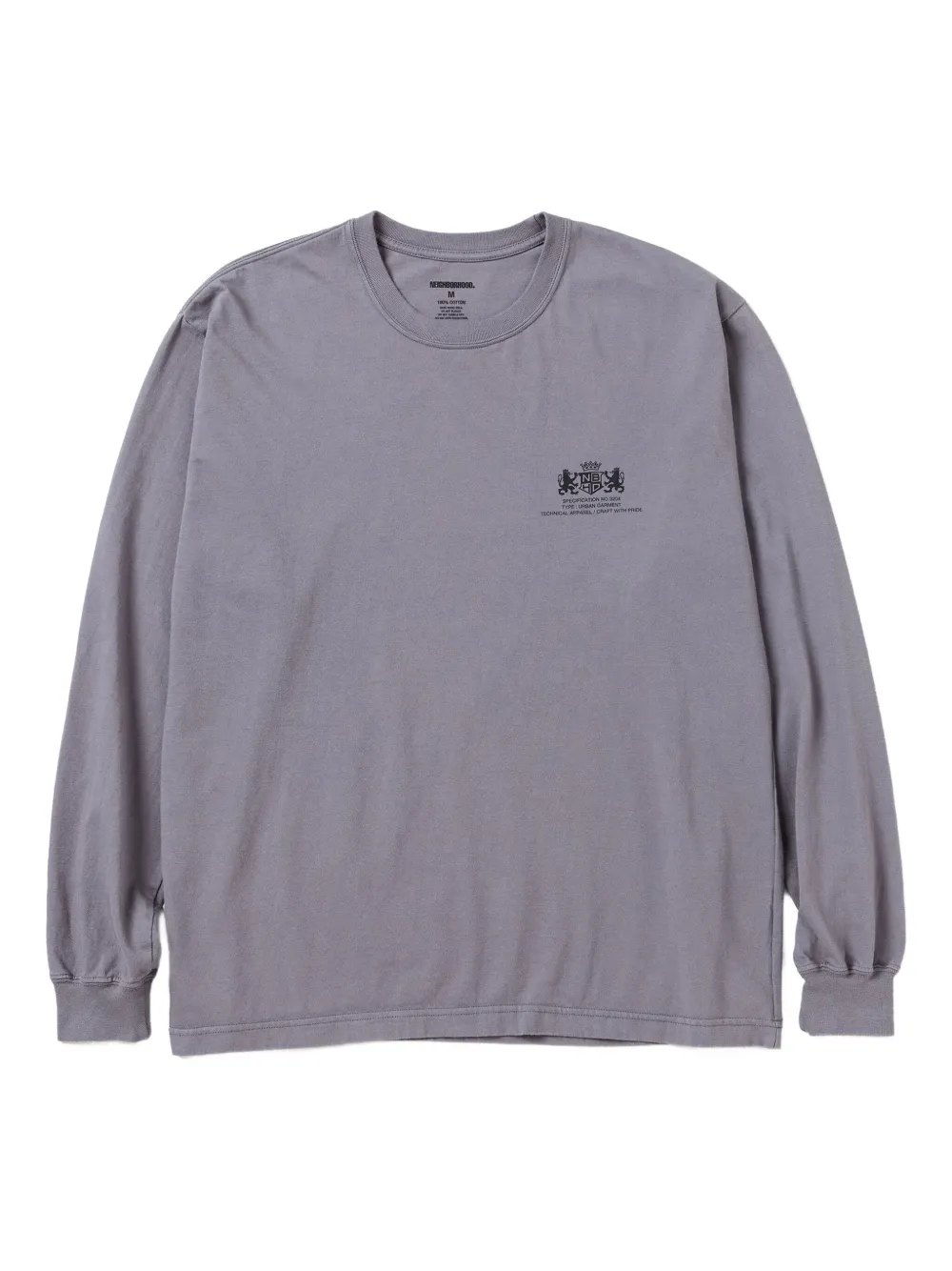 Neighborhood T-shirt met wapenschildprint en lange mouwen Grijs