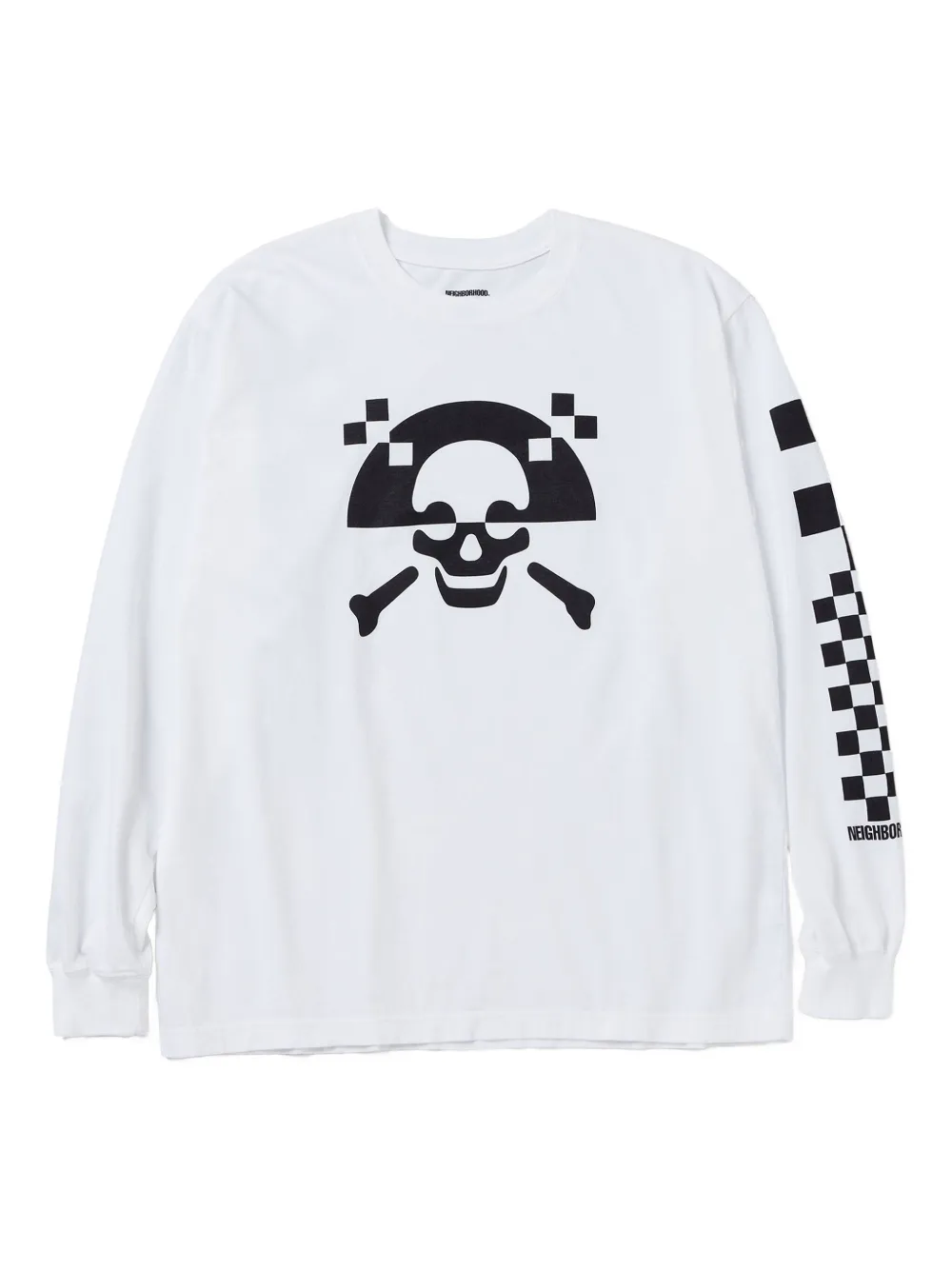 Neighborhood NH-5 geruit T-shirt met doodskop en lange mouwen Wit