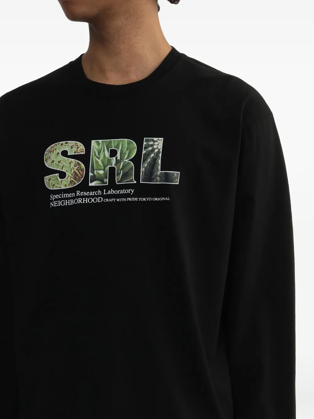 Neighborhood SRL T-shirt met grafische print en lange mouwen Zwart