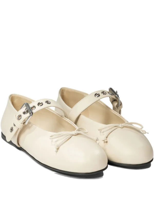 Miu Miu buckle-bow Ballet Flats Neutrals FARFETCH PT