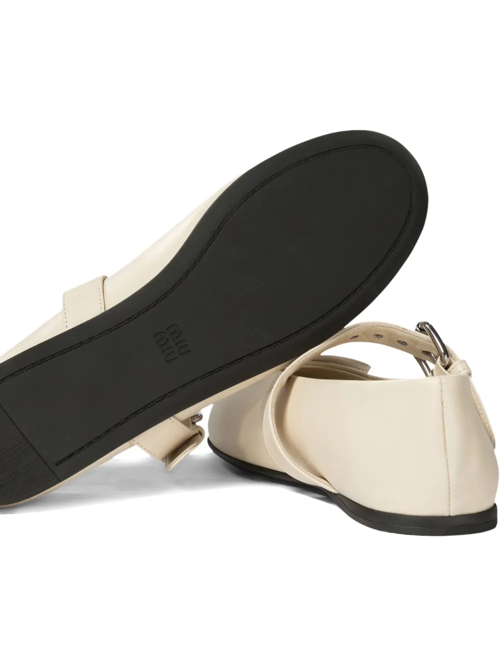 Miu Ballerina's met gespstrik Beige