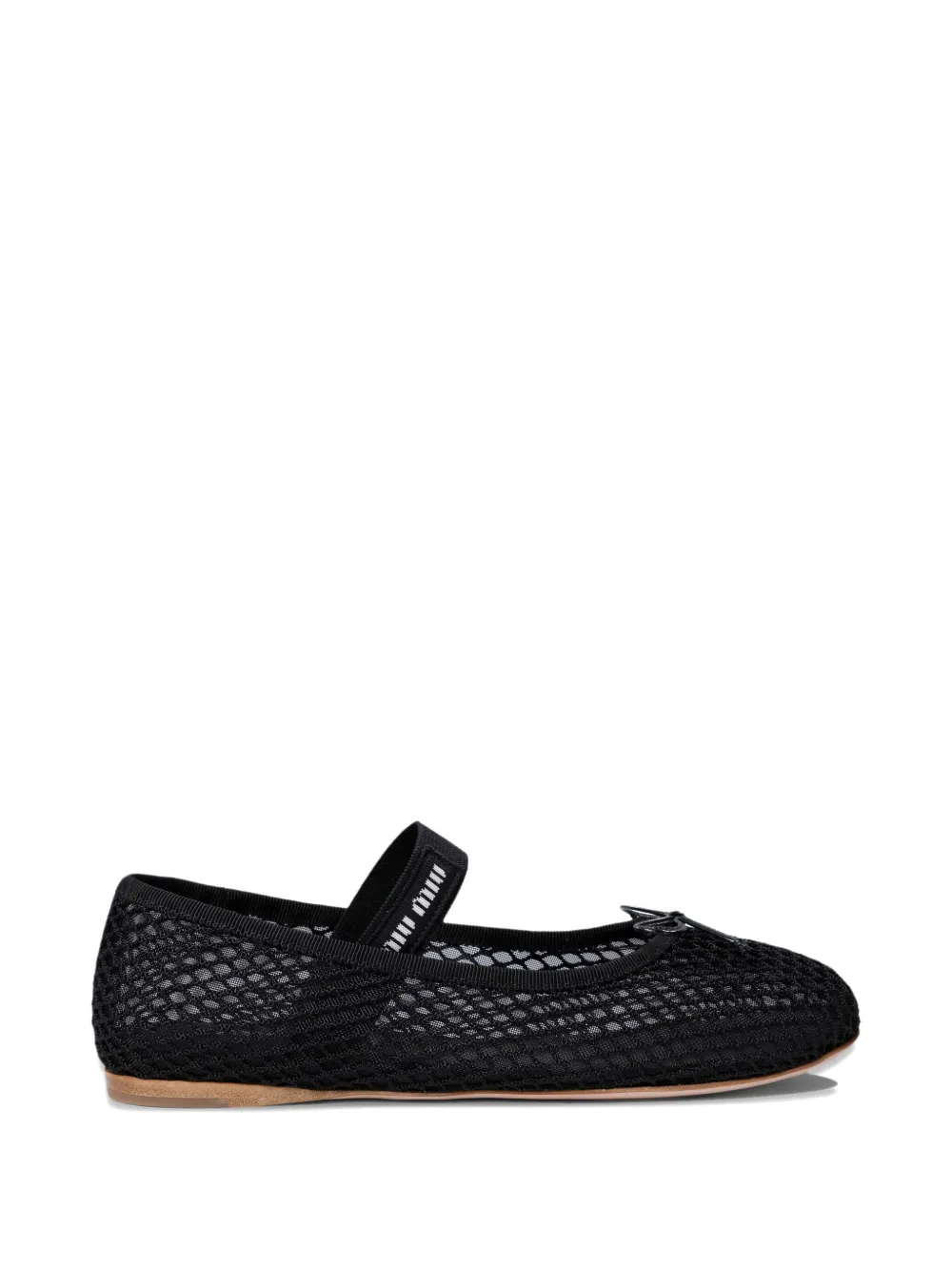 Miu Miu mesh bow ballet flats - Zwart