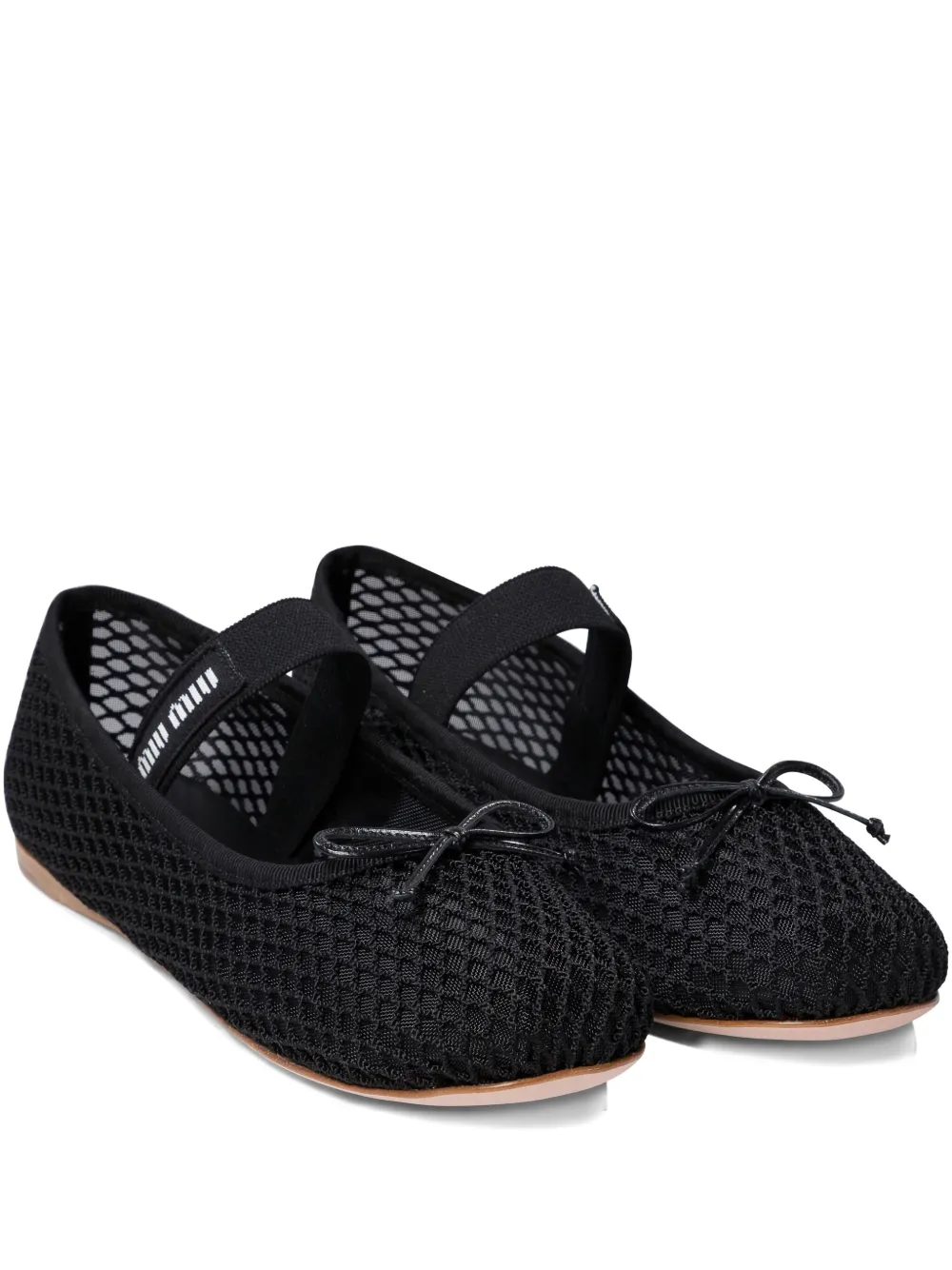 Miu mesh bow ballet flats Zwart